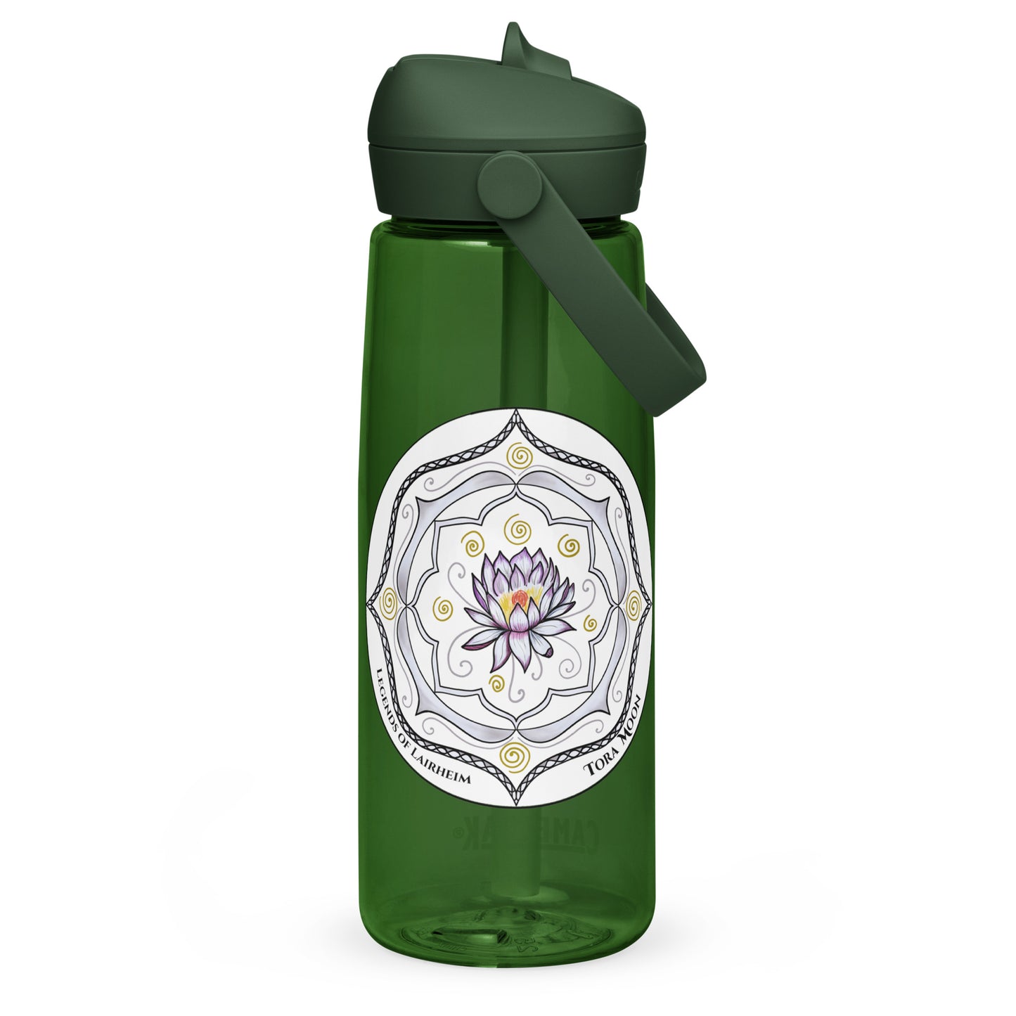 White Talent Mandala Flip Straw Water Bottle forest green