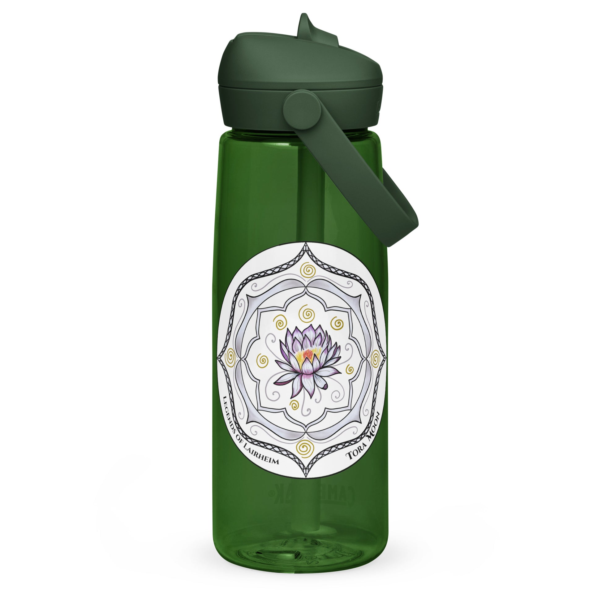 White Talent Mandala Flip Straw Water Bottle forest green
