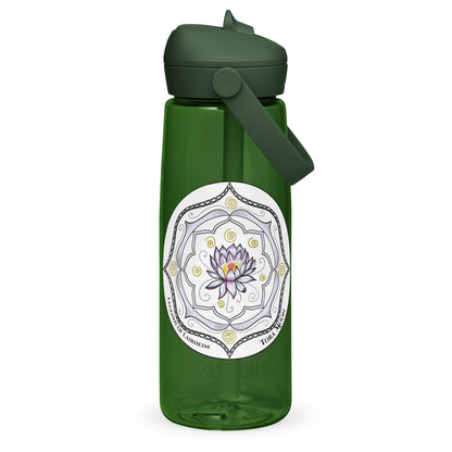 White Talent Mandala Flip Straw Water Bottle forest green
