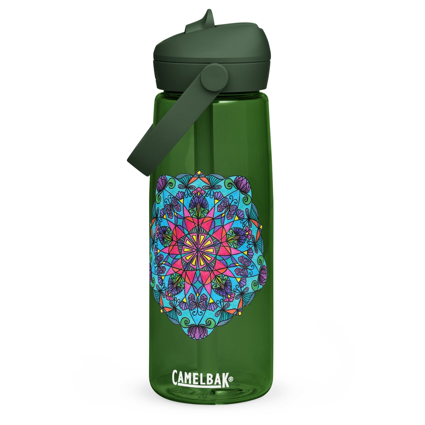 Enchanted Wings Mandala Flip Straw Water Bottle forest green