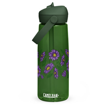Purple Daisies Flip Straw Water Bottle forest green