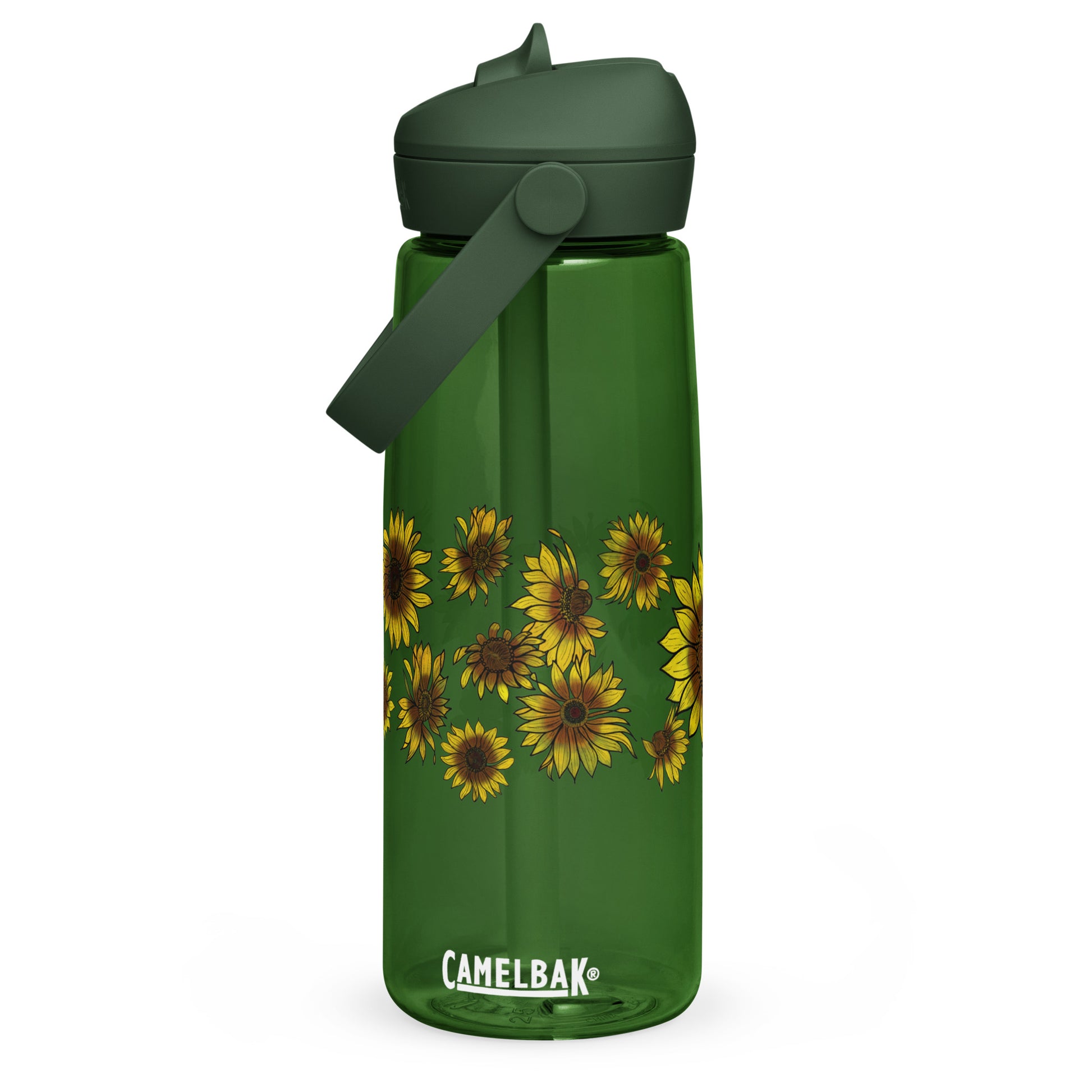 Sunflowers Flip Straw Water Bottle forest green