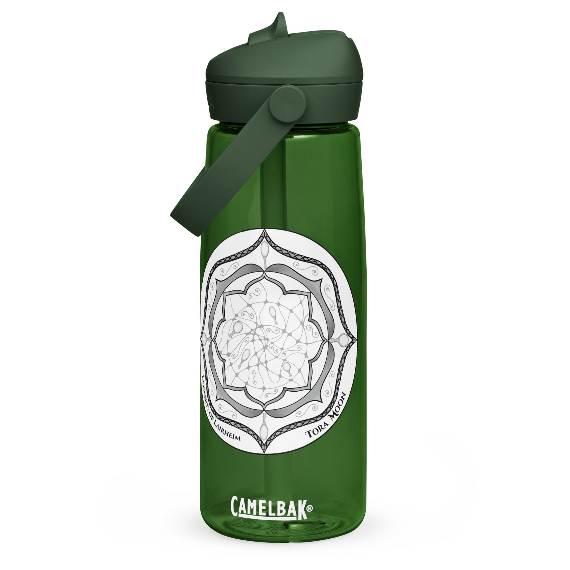 Gray Talent Mandala Flip Straw Water Bottle forest green