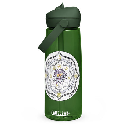 White Talent Mandala Flip Straw Water Bottle forest green