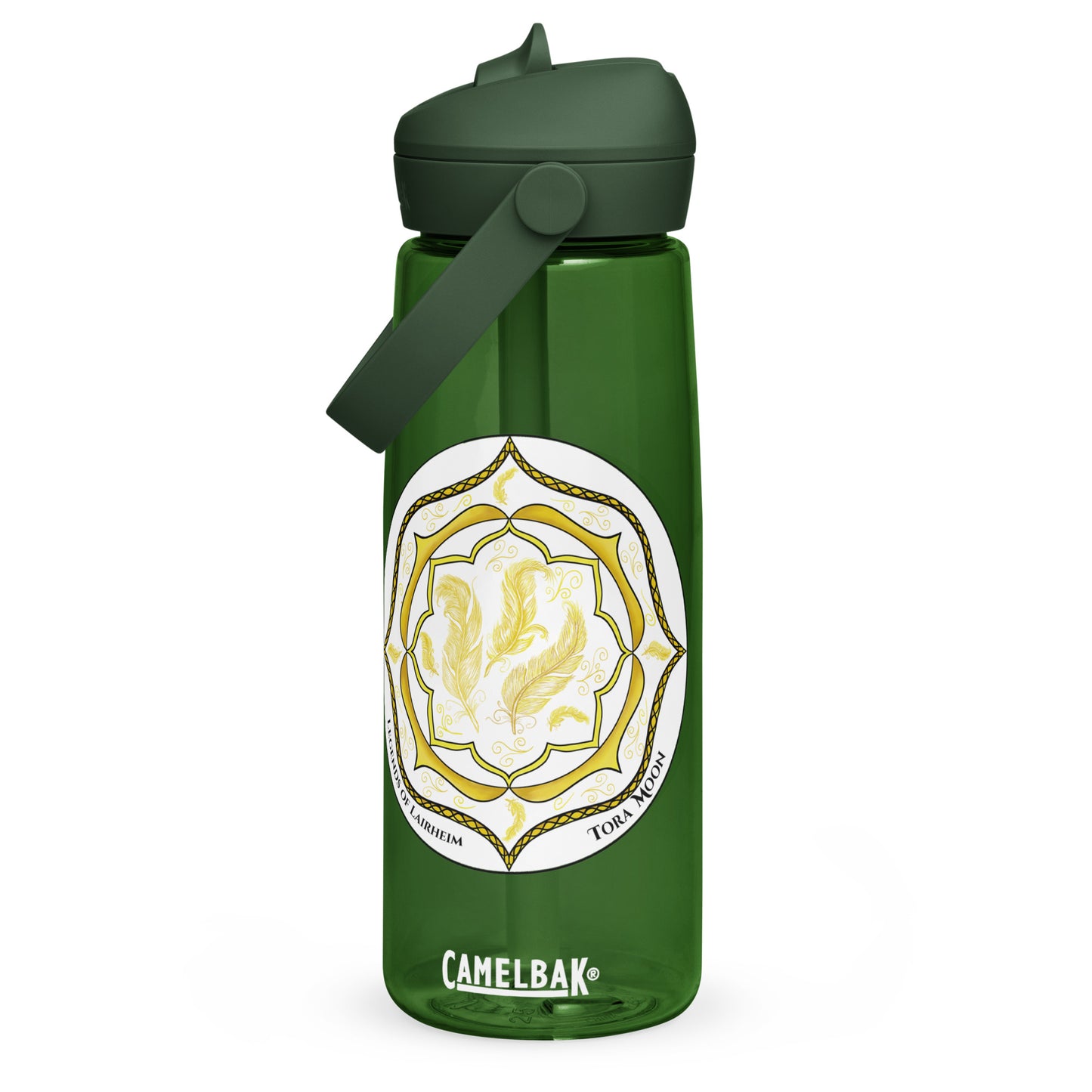 Yellow Talent Mandala Flip Straw Water Bottle forest green