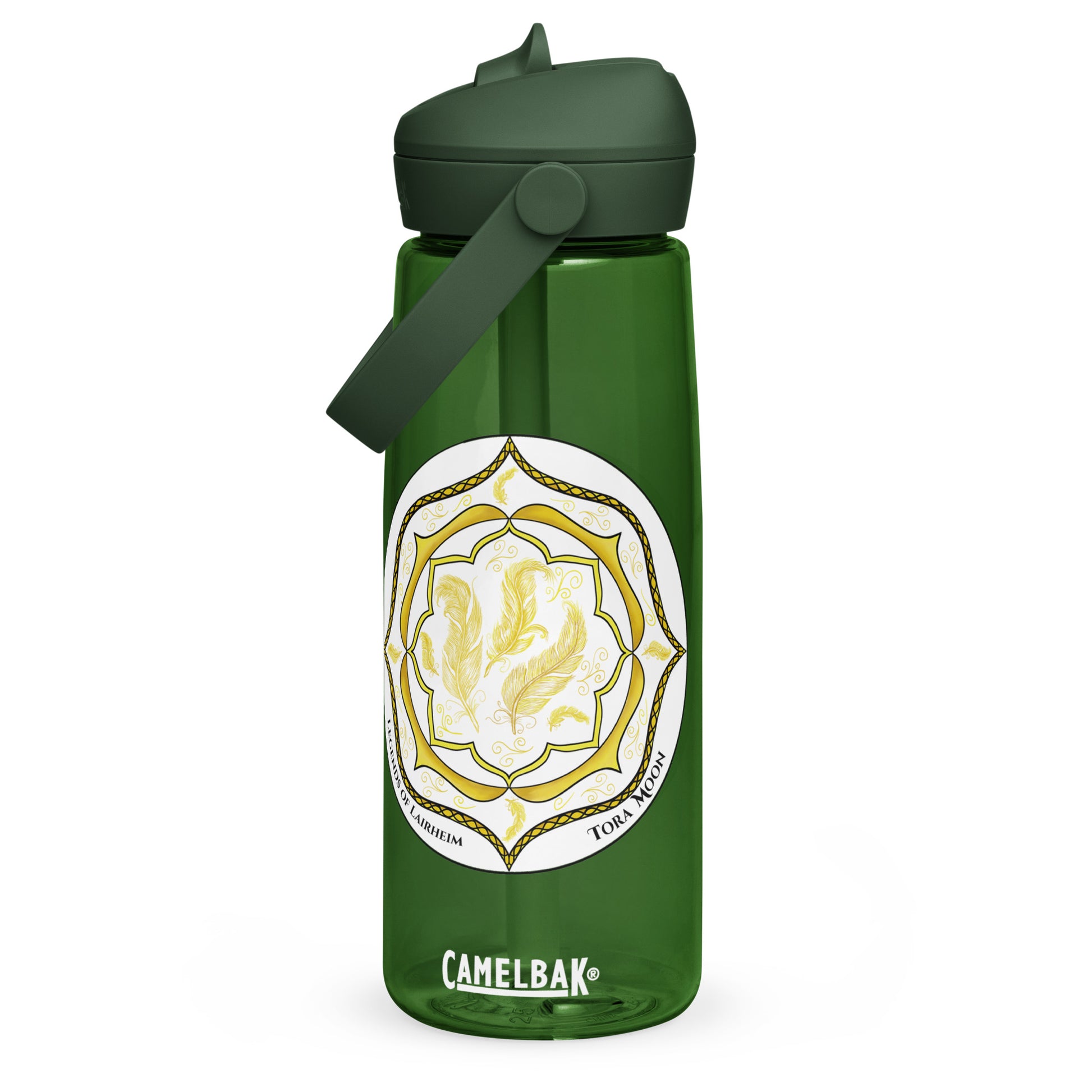 Yellow Talent Mandala Flip Straw Water Bottle forest green