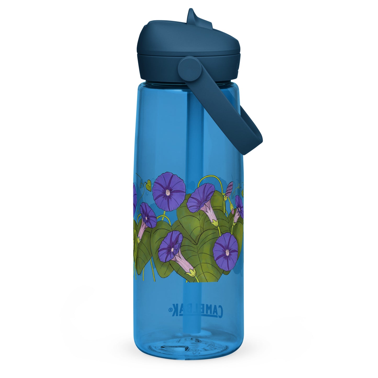 Morning Glories Flip Straw Water Bottle oxford blue