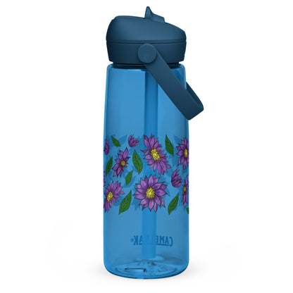 Purple Daisies Flip Straw Water Bottle oxford blue