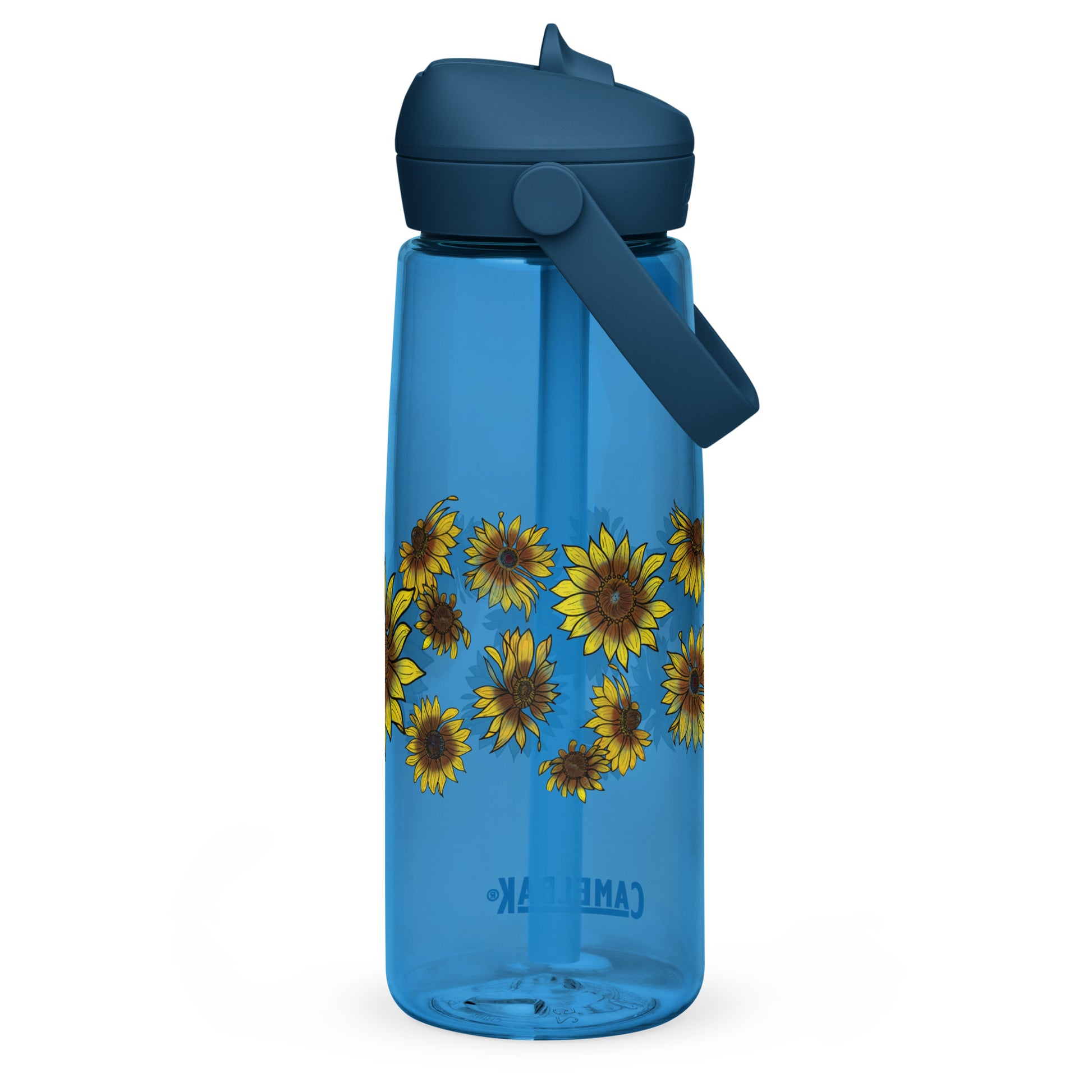 Sunflowers Flip Straw Water Bottle oxford blue
