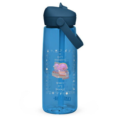 Whimsical Purple Book Hoarding Dragon Flip Straw Water Bottle oxford blue
