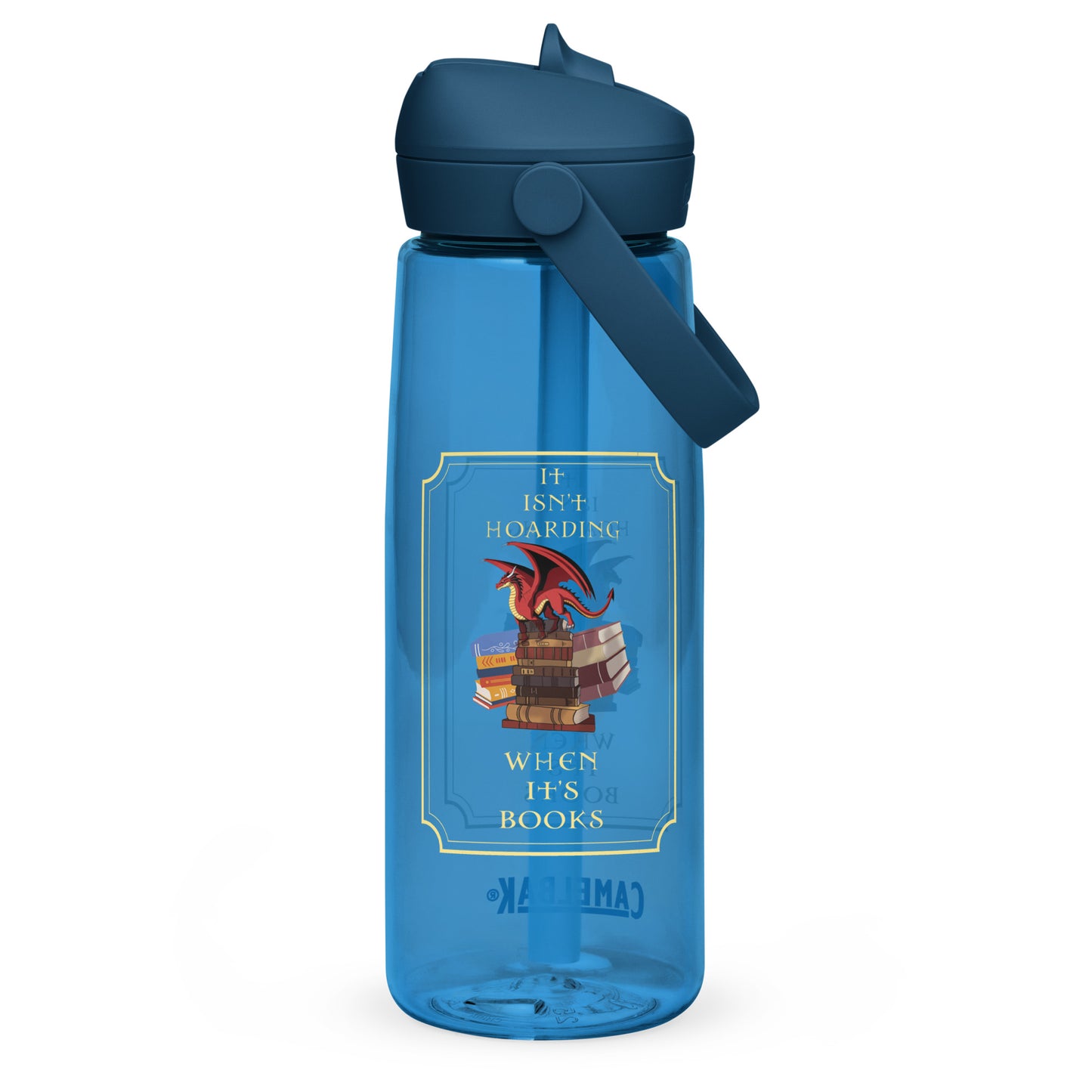 Fierce Red Dragon Book Guardian Flip Straw Water Bottle oxford blue