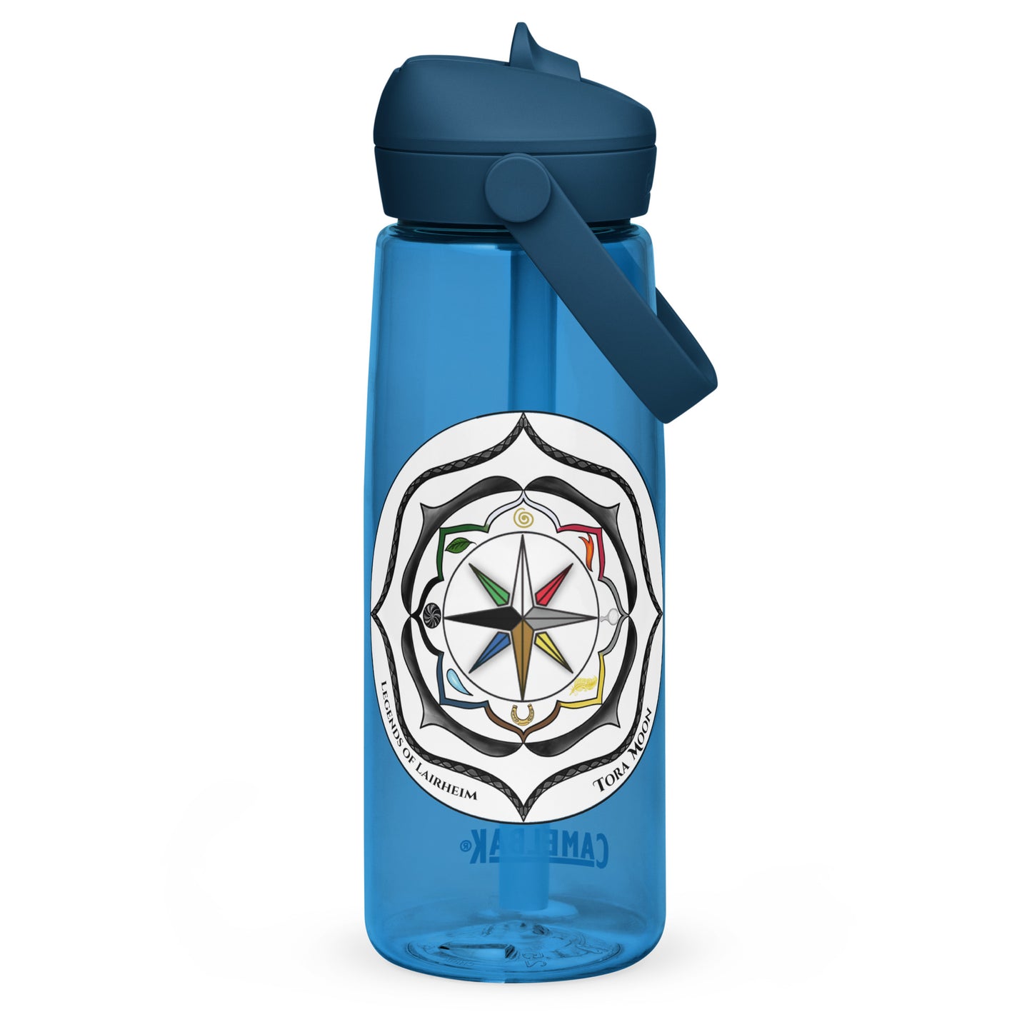 Black Talent Mandala Flip Straw Water Bottle oxford blue