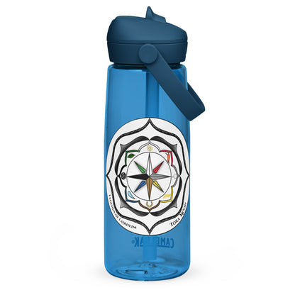 Black Talent Mandala Flip Straw Water Bottle oxford blue