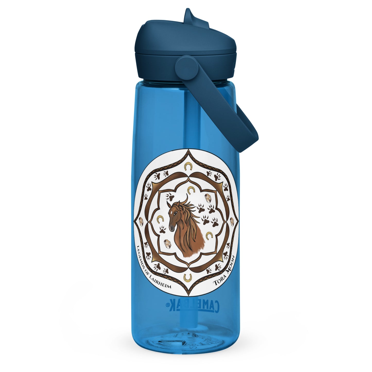 Brown Talent Mandala Flip Straw  Water Bottle oxford blue