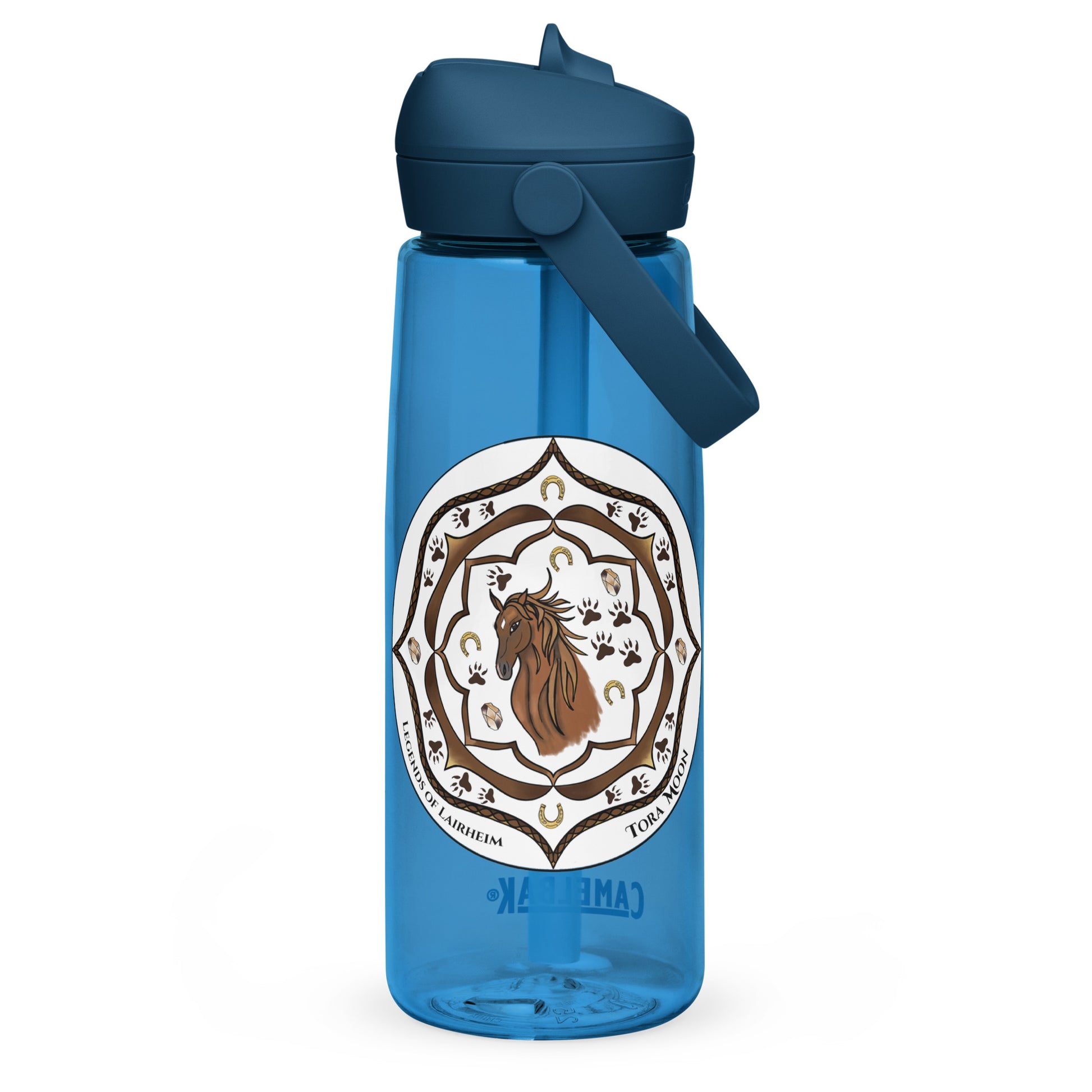 Brown Talent Mandala Flip Straw  Water Bottle oxford blue