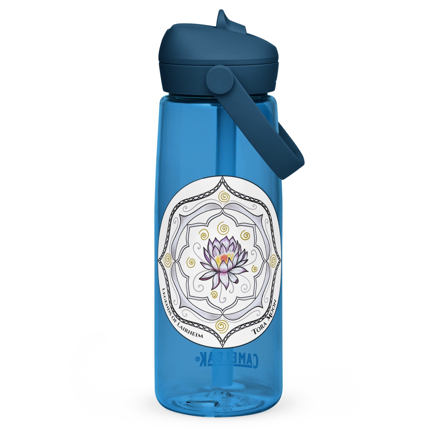 White Talent Mandala Flip Straw Water Bottle oxford blue
