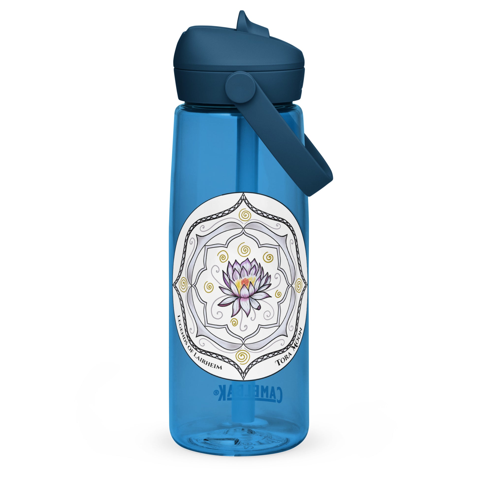 White Talent Mandala Flip Straw Water Bottle oxford blue