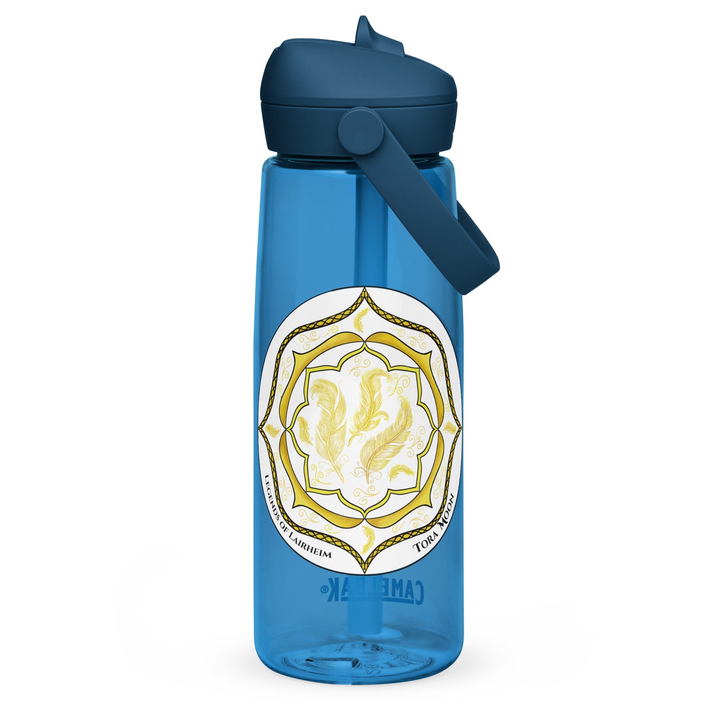 Yellow Talent Mandala Flip Straw Water Bottle oxford blue