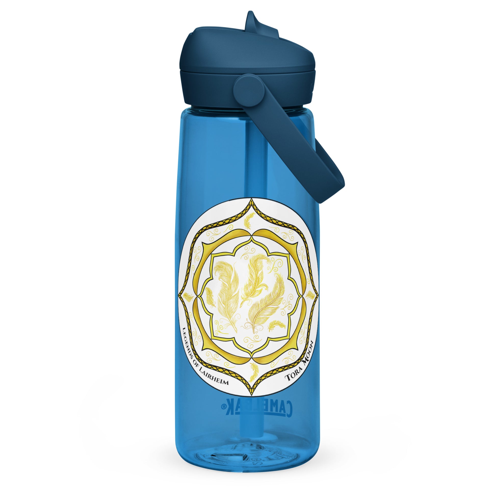Yellow Talent Mandala Flip Straw Water Bottle oxford blue