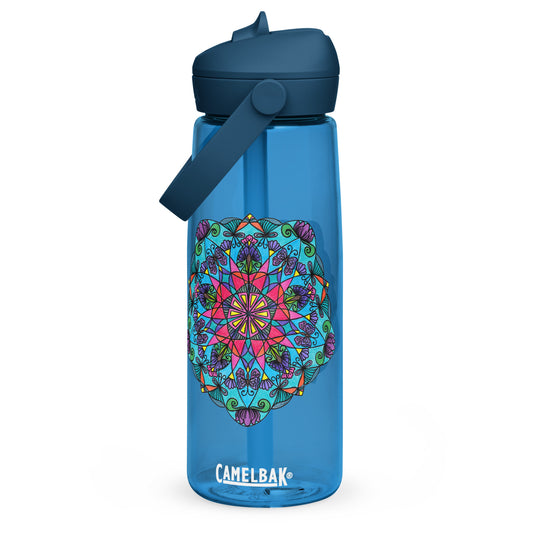 Enchanted Wings Mandala Flip Straw Water Bottle oxford blue