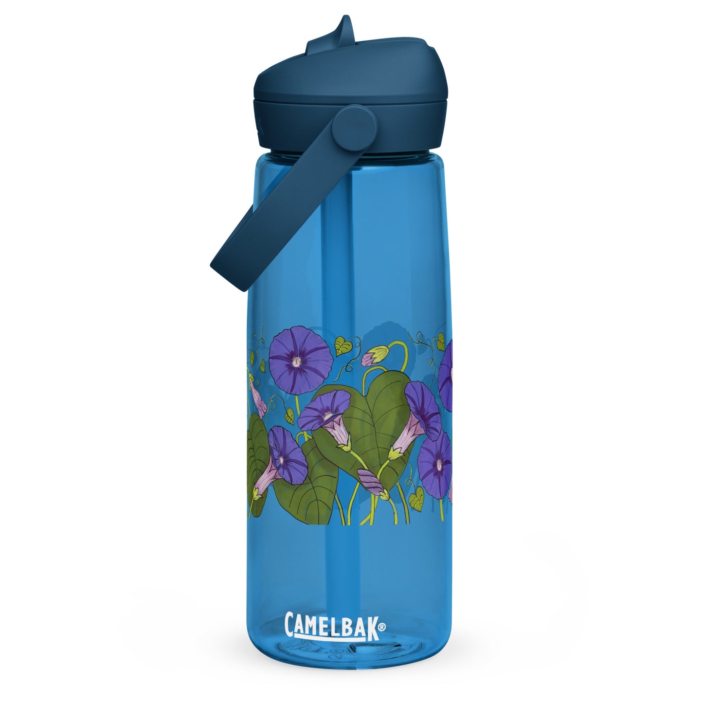 Morning Glories Flip Straw Water Bottle oxford blue