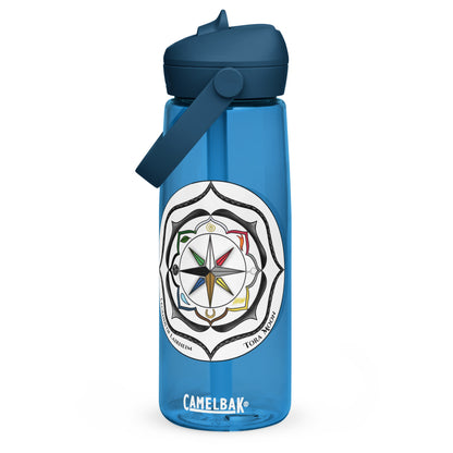 Black Talent Mandala Flip Straw Water Bottle oxford blue
