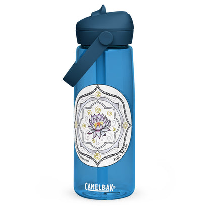 White Talent Mandala Flip Straw Water Bottle oxford blue
