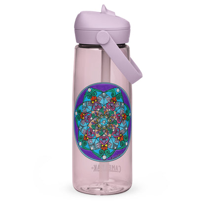 Elemental 7-Petal Mandala Flip Straw Water Bottle purple sky