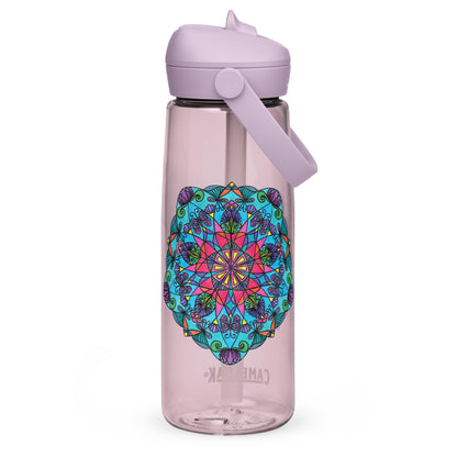 Enchanted Wings Mandala Flip Straw Water Bottle purple sky