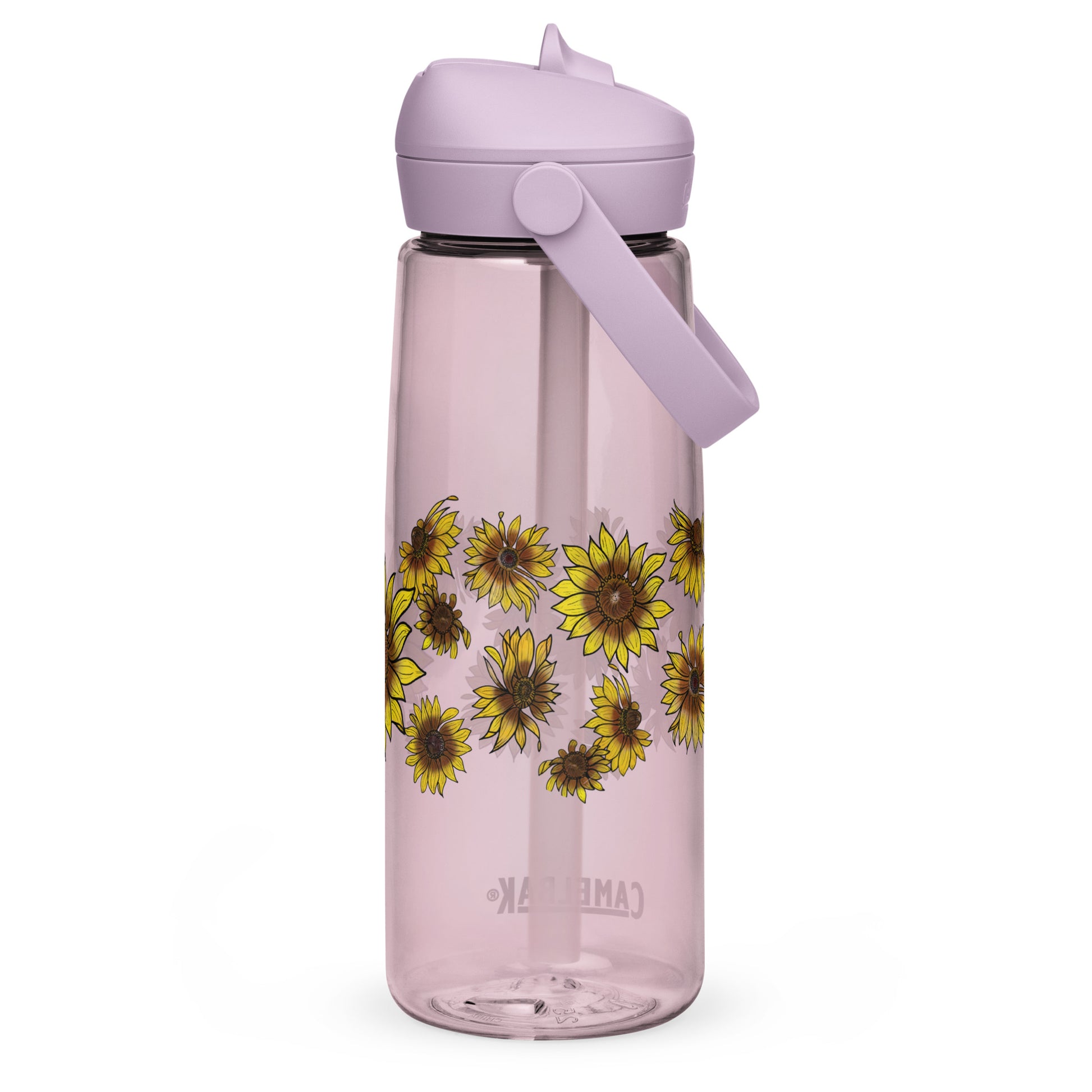 Sunflowers Flip Straw Water Bottle purple sky