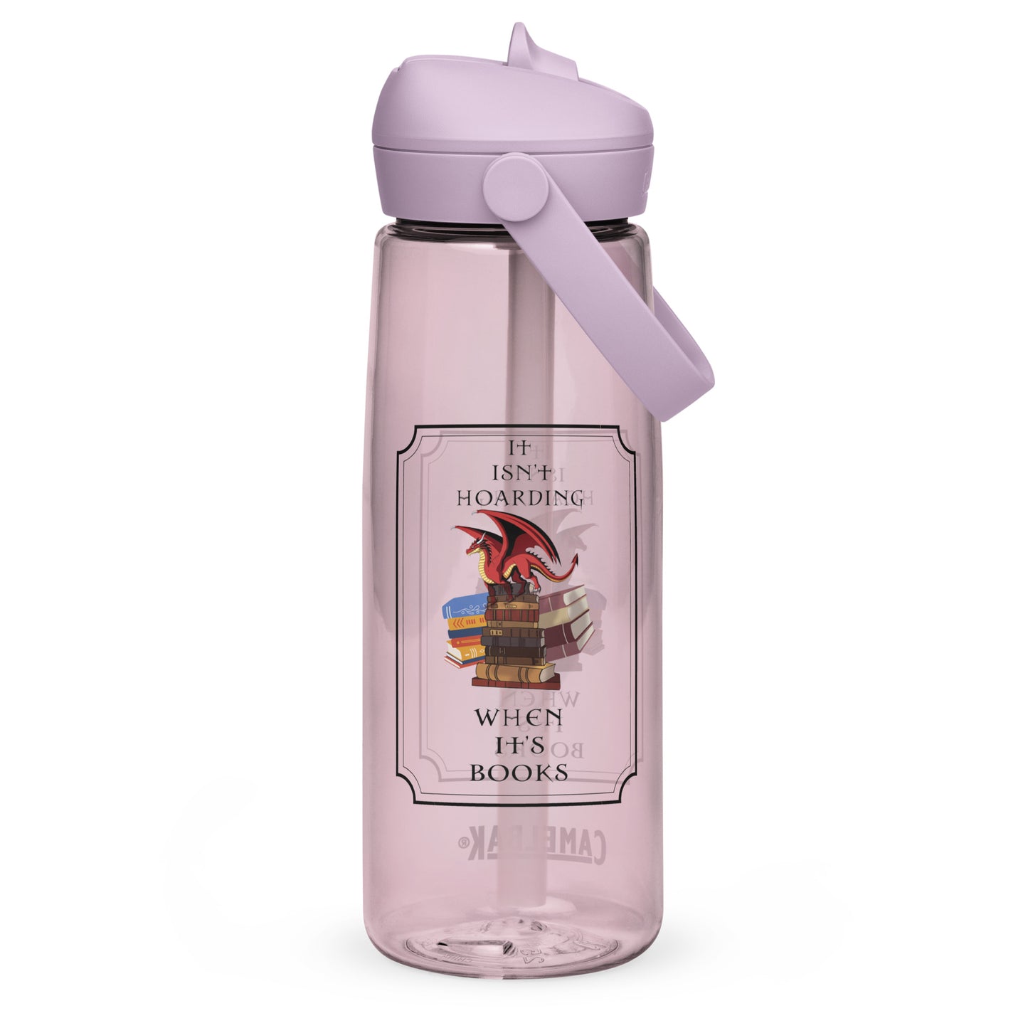 Fierce Red Dragon Book Guardian Flip Straw Water Bottle purple sky