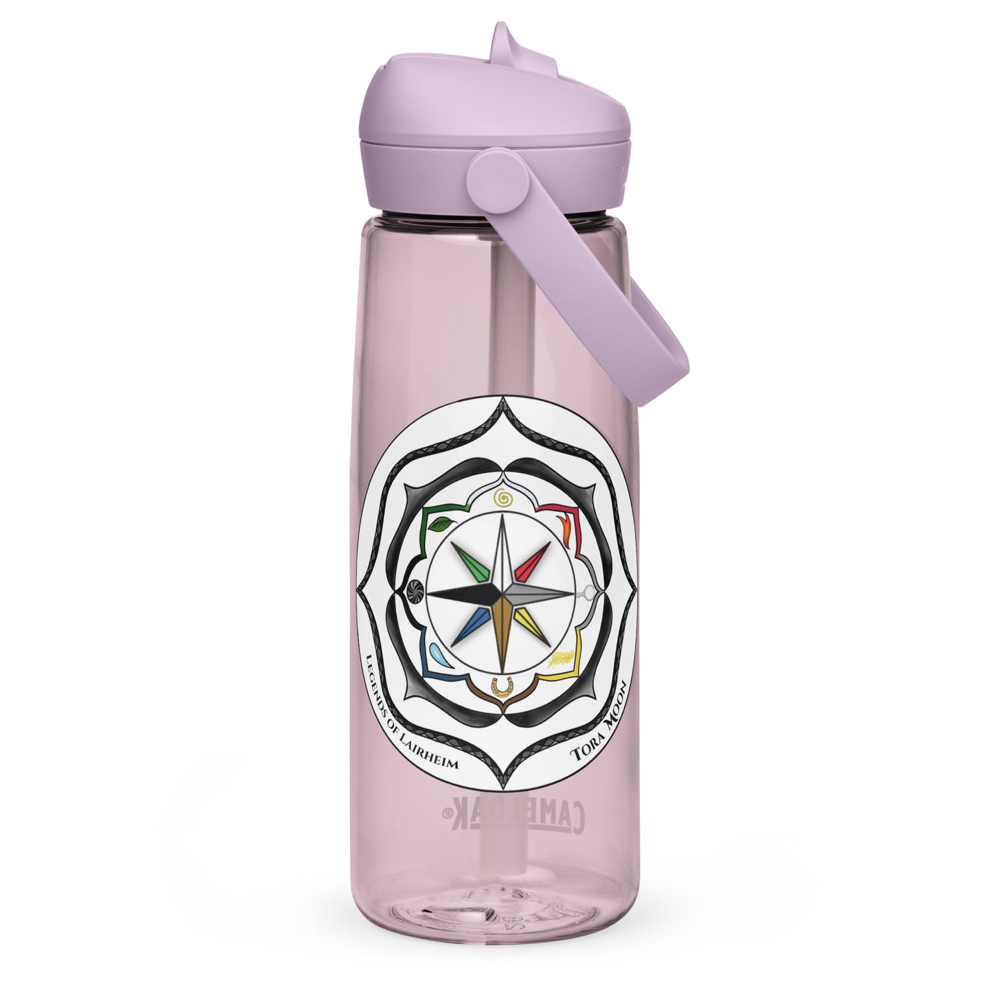 Black Talent Mandala Flip Straw Water Bottle purple sky
