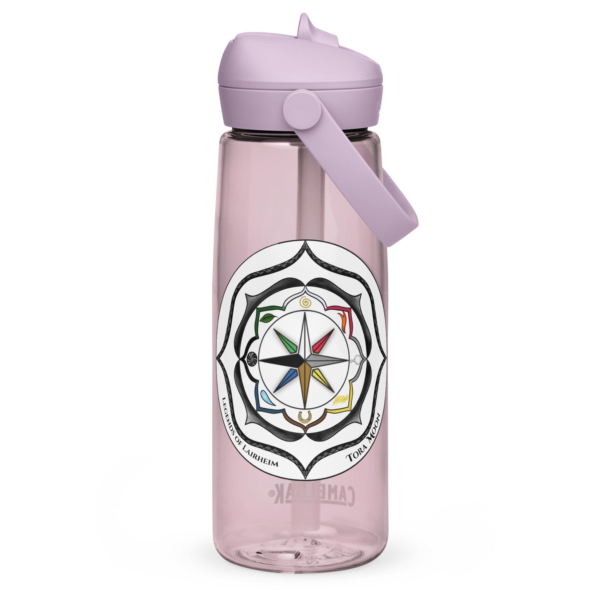 Black Talent Mandala Flip Straw Water Bottle purple sky