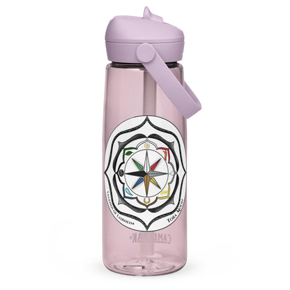 Black Talent Mandala Flip Straw Water Bottle purple sky