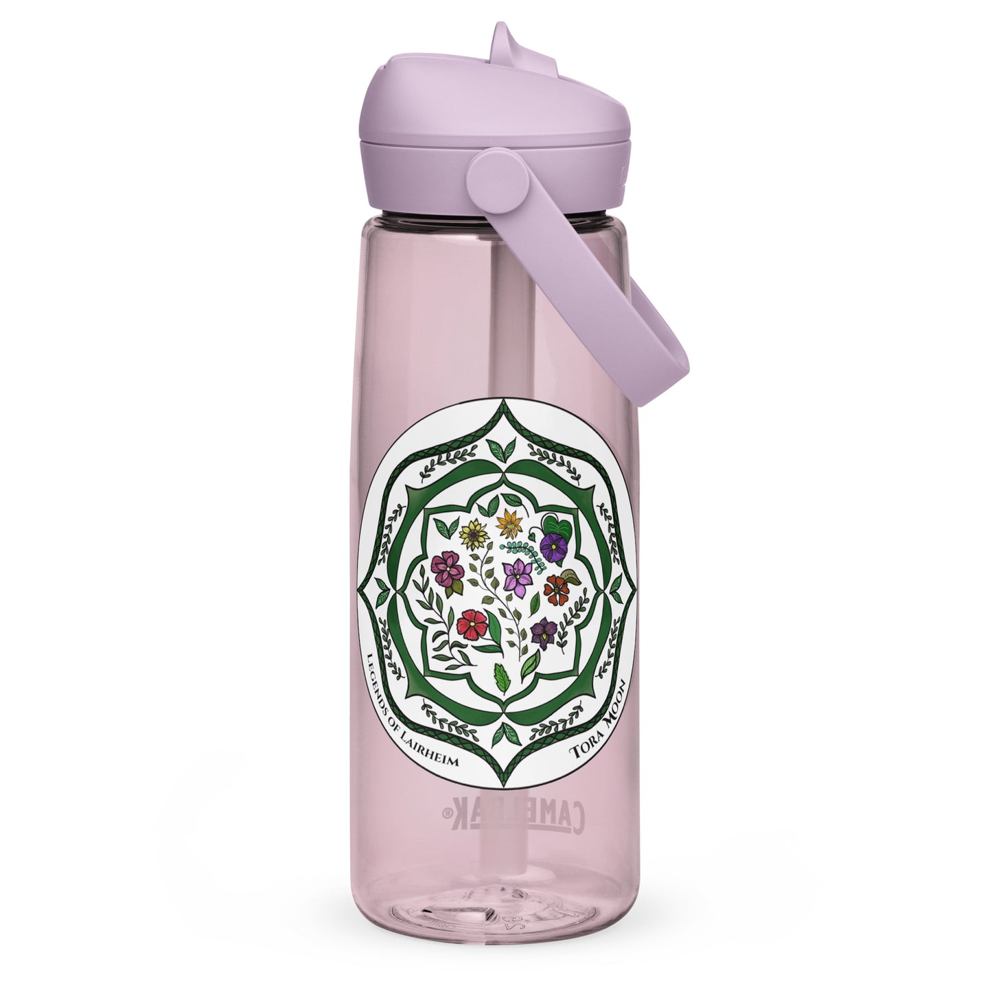 Green Talent Mandala Flip Straw Water Bottle purple sky