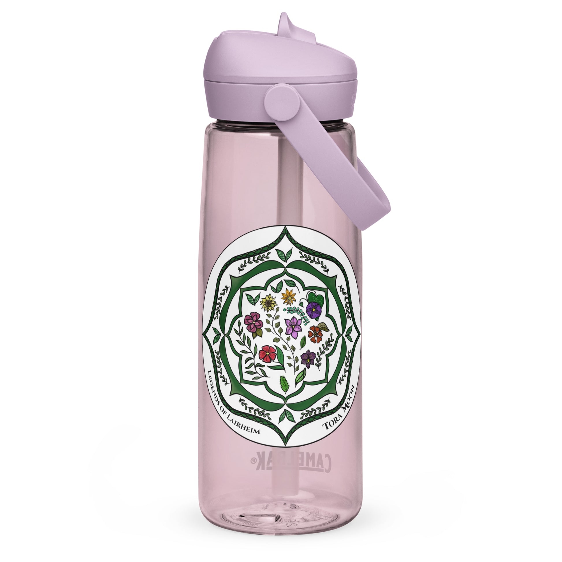 Green Talent Mandala Flip Straw Water Bottle purple sky