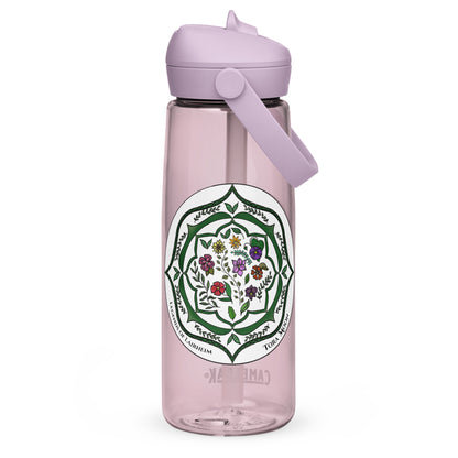 Green Talent Mandala Flip Straw Water Bottle purple sky