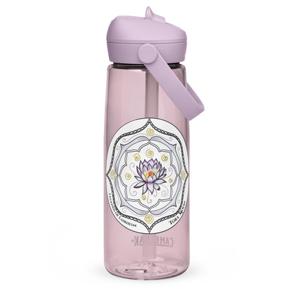 White Talent Mandala Flip Straw Water Bottle purple sky