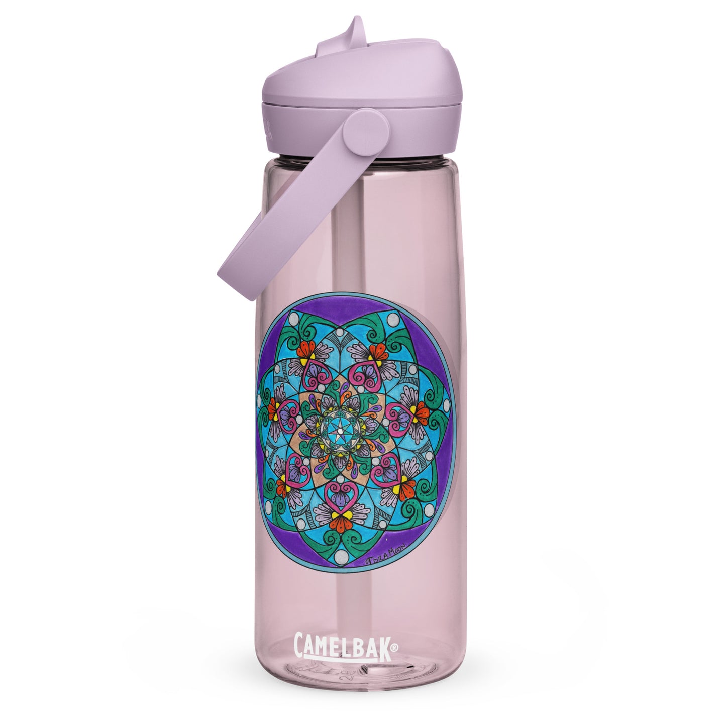 Elemental 7-Petal Mandala Flip Straw Water Bottle purple sky
