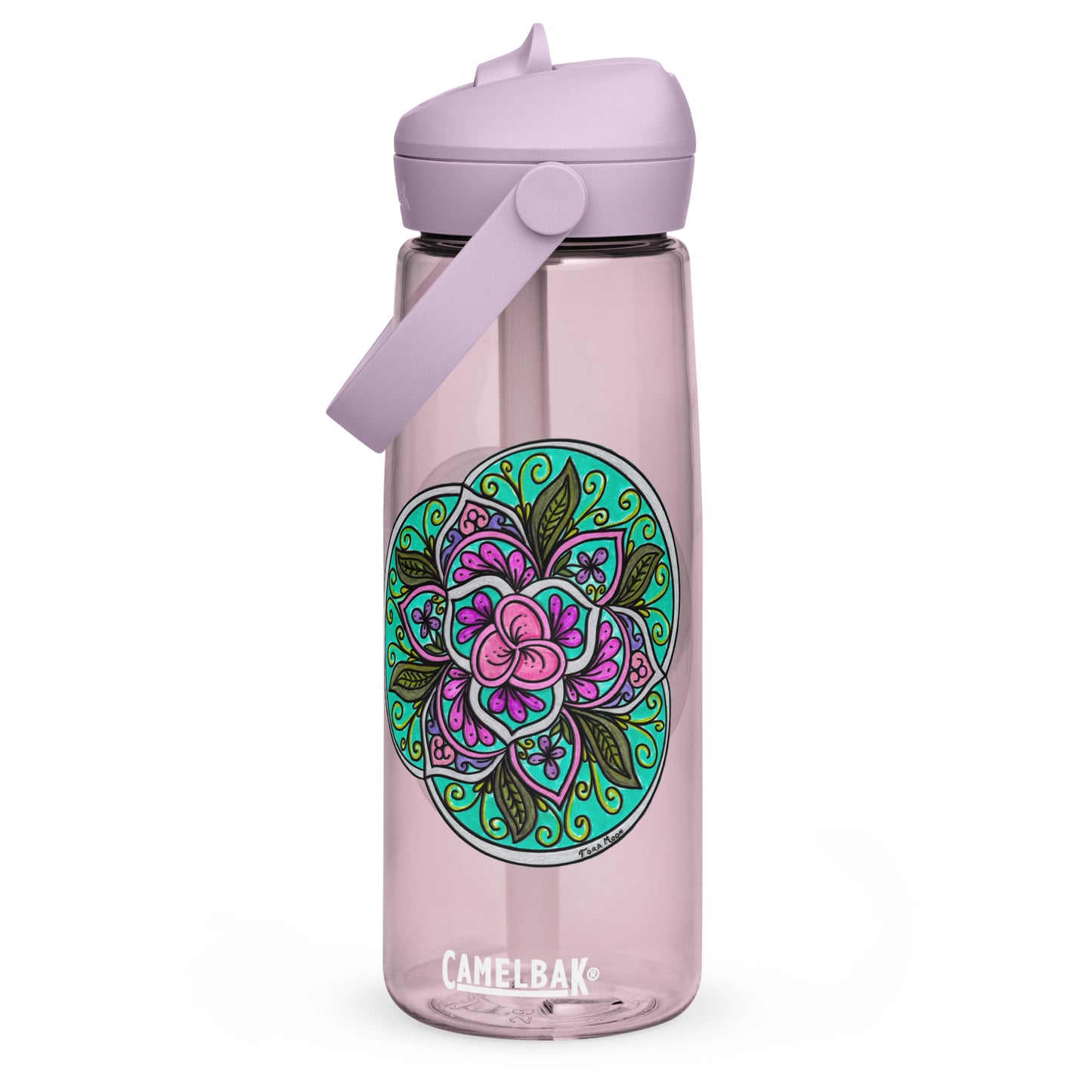 Triquetra Bloom Mandala Flip Straw Water Bottle purple sky