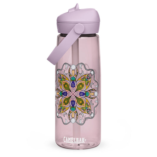 Moonlit Goddess Mandala Flip Straw Water Bottle purple sky