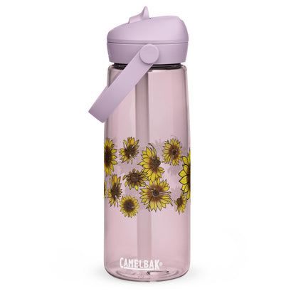 Sunflowers Flip Straw Water Bottle purple sky