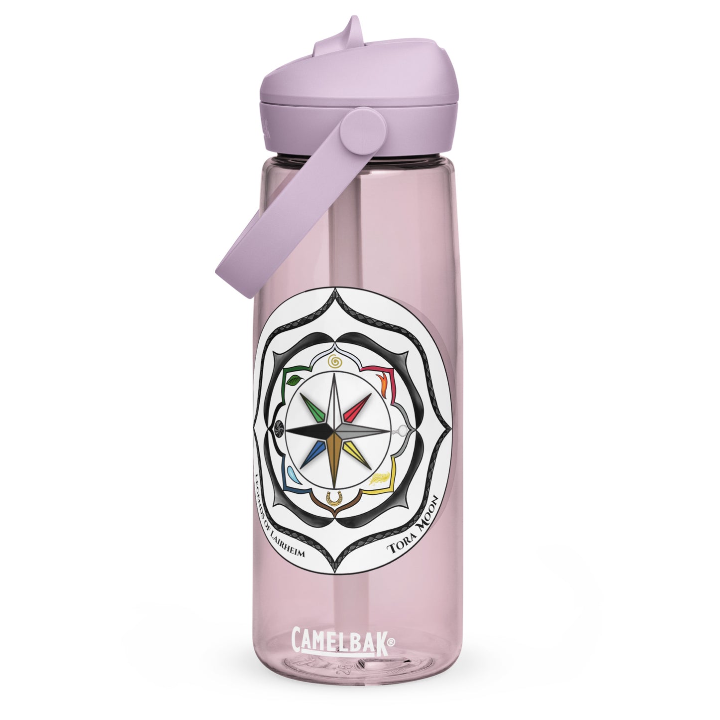 Black Talent Mandala Flip Straw Water Bottle purple sky