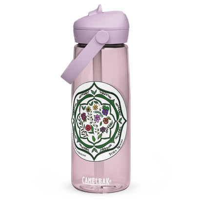 Green Talent Mandala Flip Straw Water Bottle purple sky