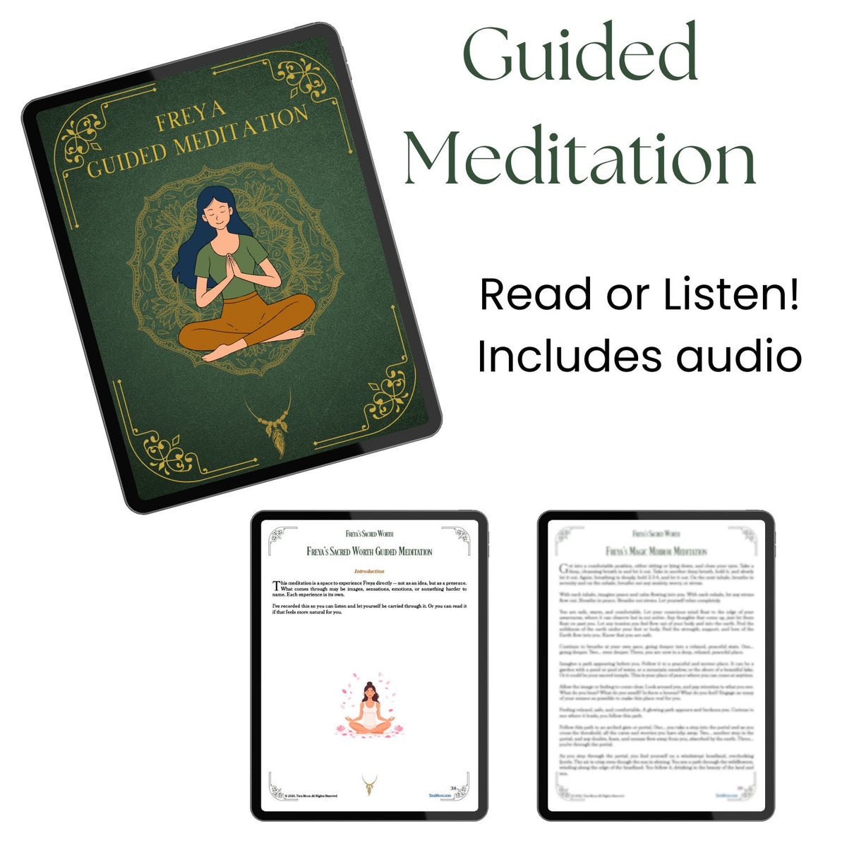Guided meditation component of Freya's Sacred Worth, featuring a devotional meditation practice that can be read or listened to as part of this embodied self-worth guide.
