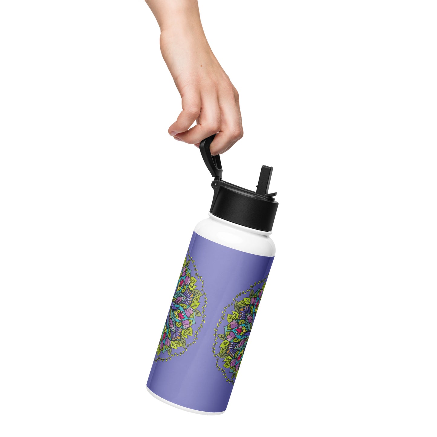 Bloom in Balance Swirling Flower Mandala 32-oz Stainless Steel Water Bottle