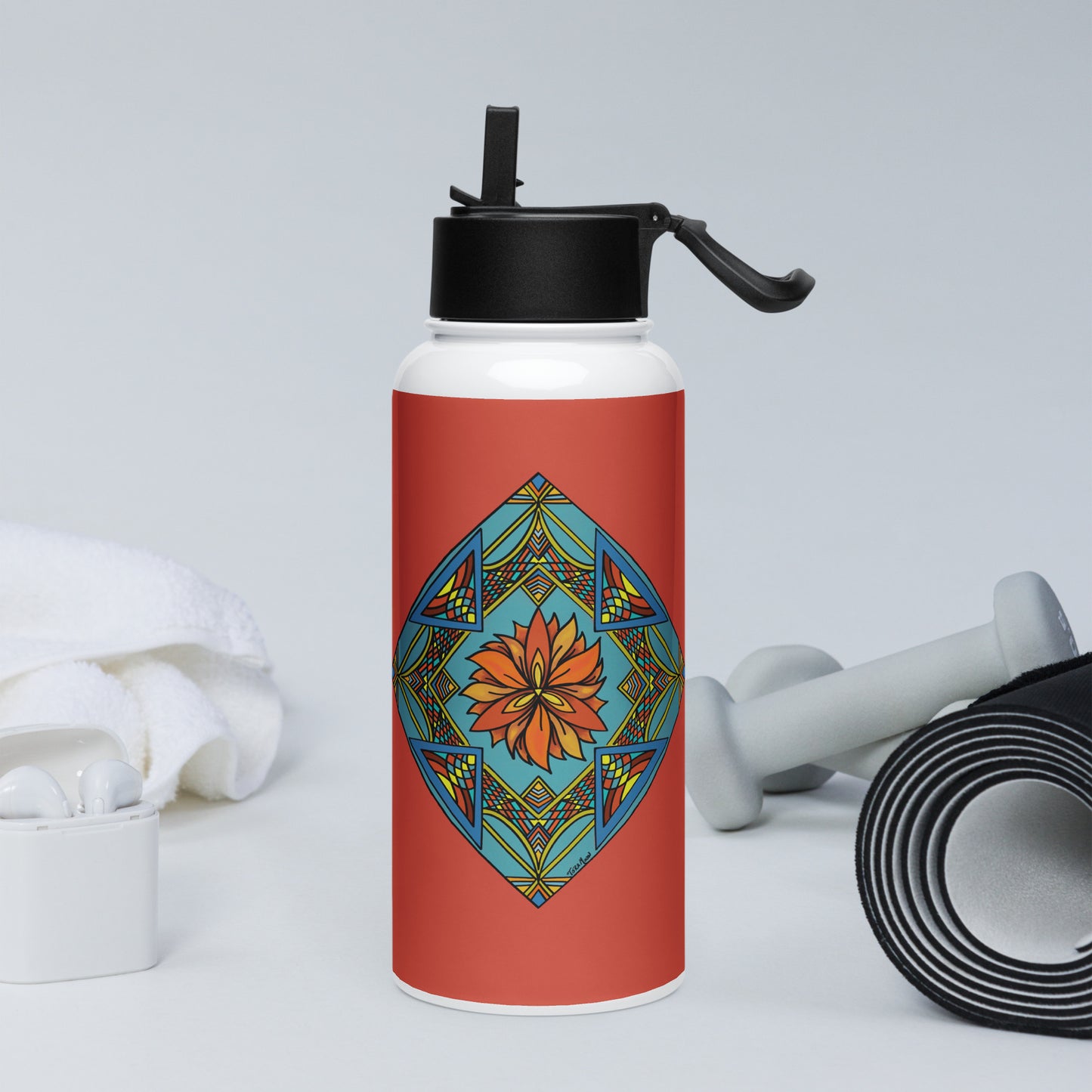 Fiery Radiance Mandala 32-oz Stainless Steel Water Bottle