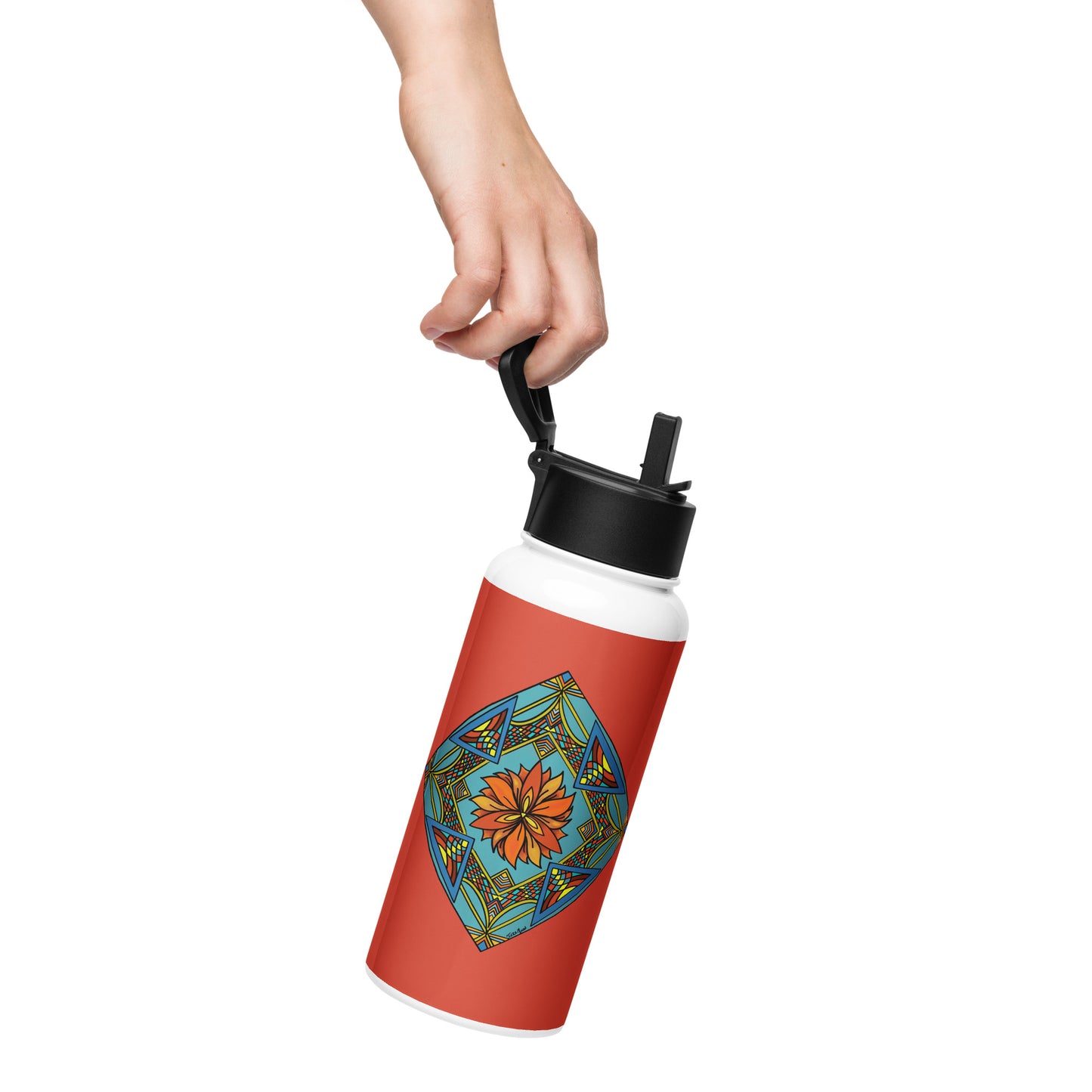 Fiery Radiance Mandala 32-oz Stainless Steel Water Bottle