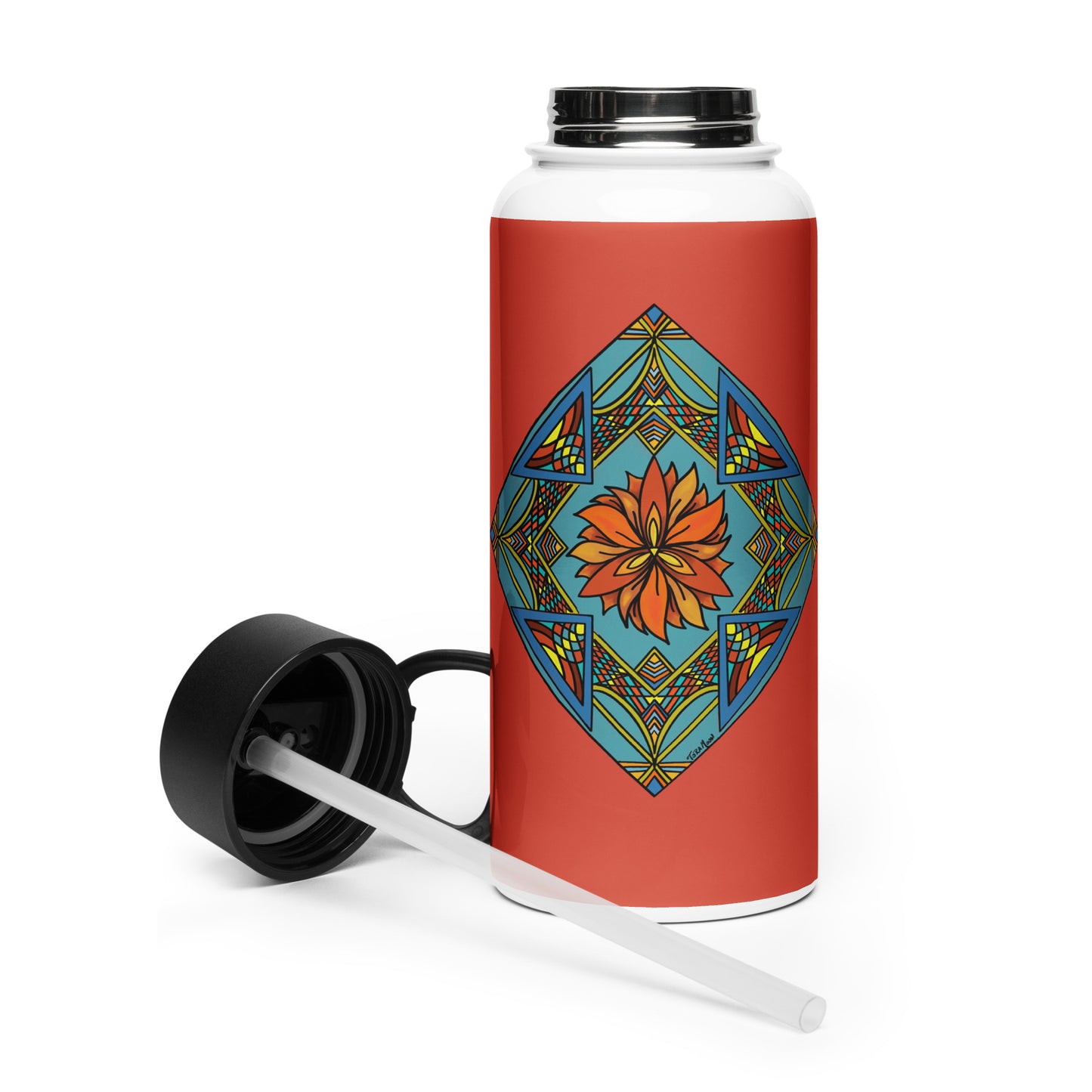 Fiery Radiance Mandala 32-oz Stainless Steel Water Bottle