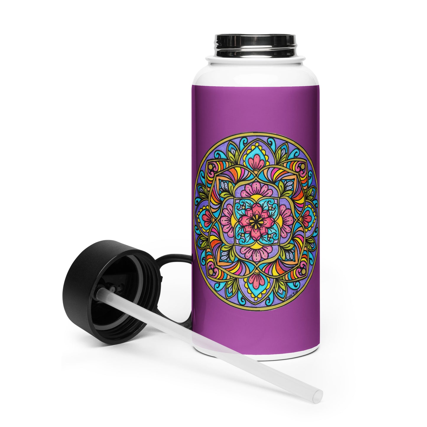 Floral Scrolls Mandala 32-oz Stainless Steel Water Bottle